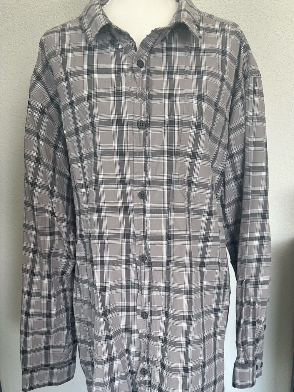 Men's Columbia Grey Plaid Button-Up Shirt